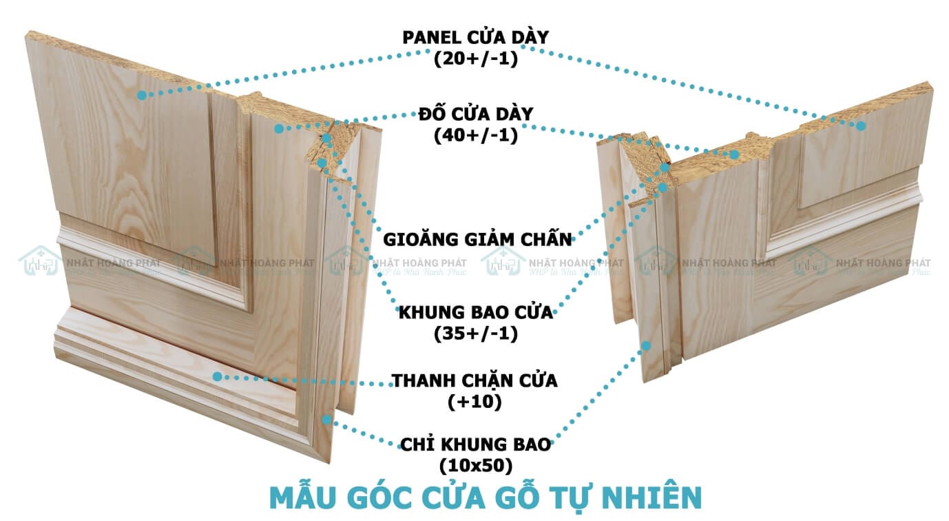 Cửa phòng ngủ gỗ Tần Bì 2 panel - Cửa đẹp giá xưởng trọn gói
