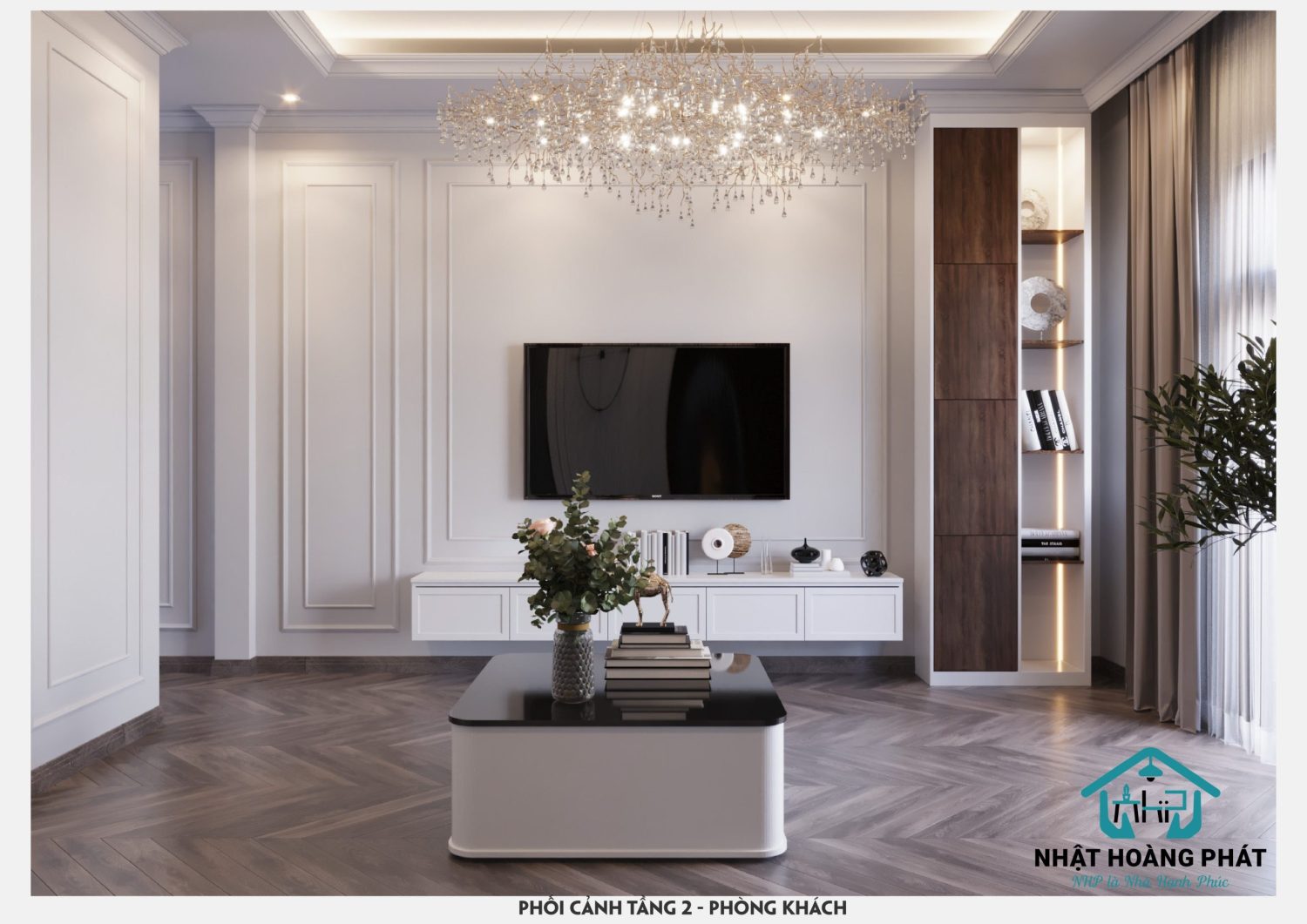 thiết kế phòng khách nhà phố liền kề