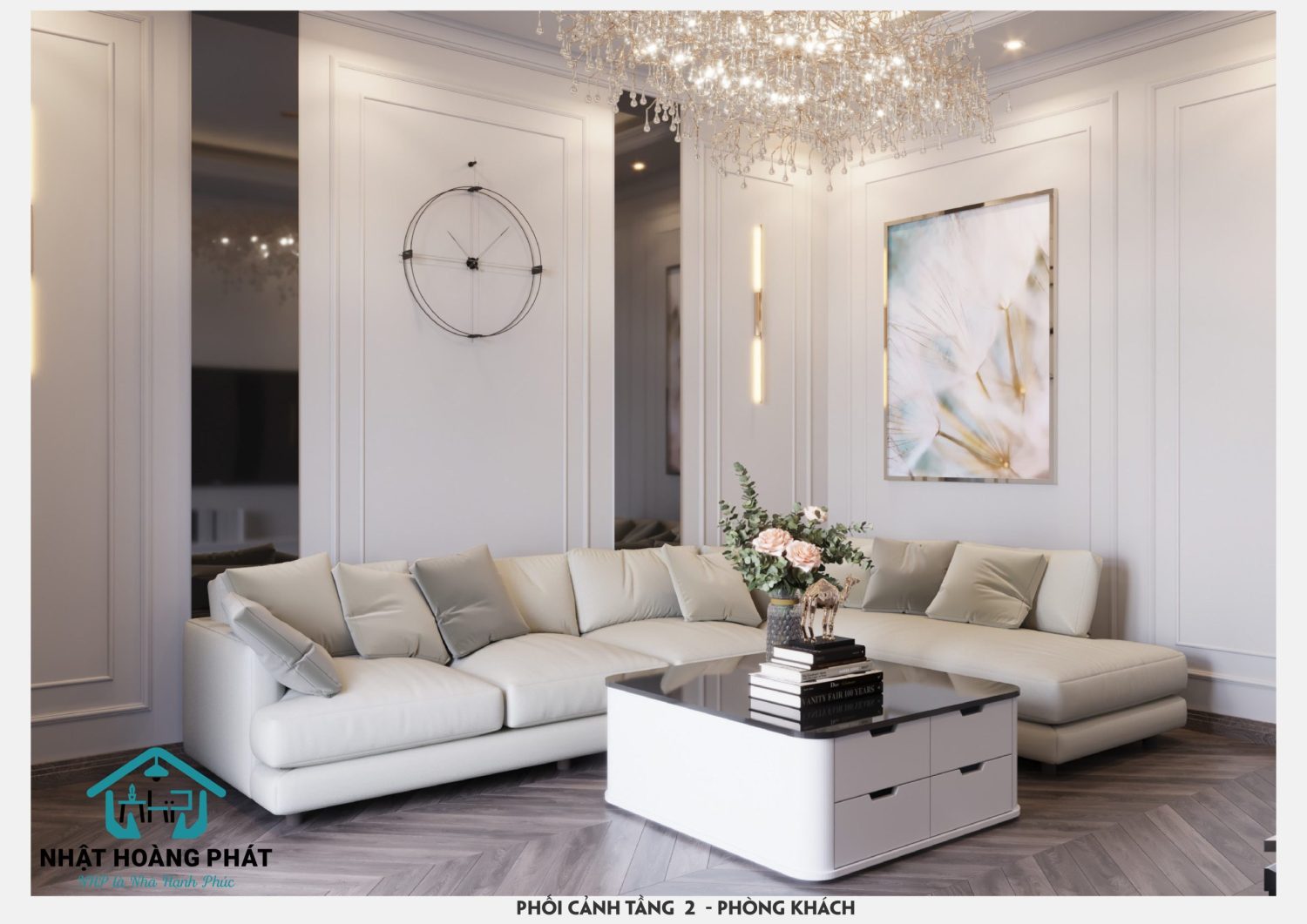 thiết kế phòng khách nhà phố liền kề