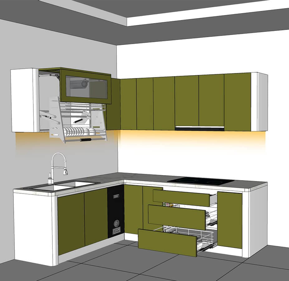 tủ bếp mdf phủ acrylic