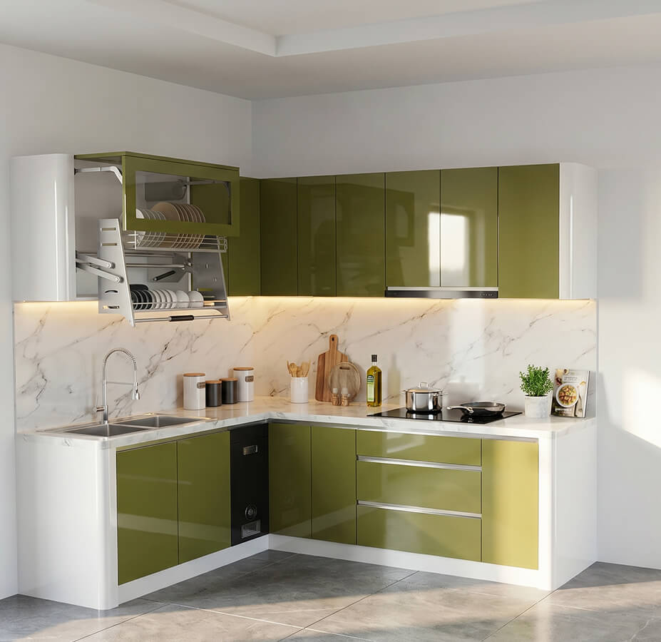 tủ bếp mdf phủ acrylic