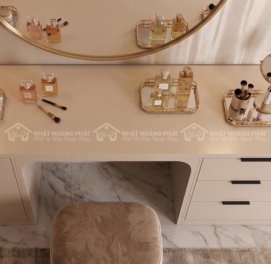 bàn trang điểm bo cong melamine