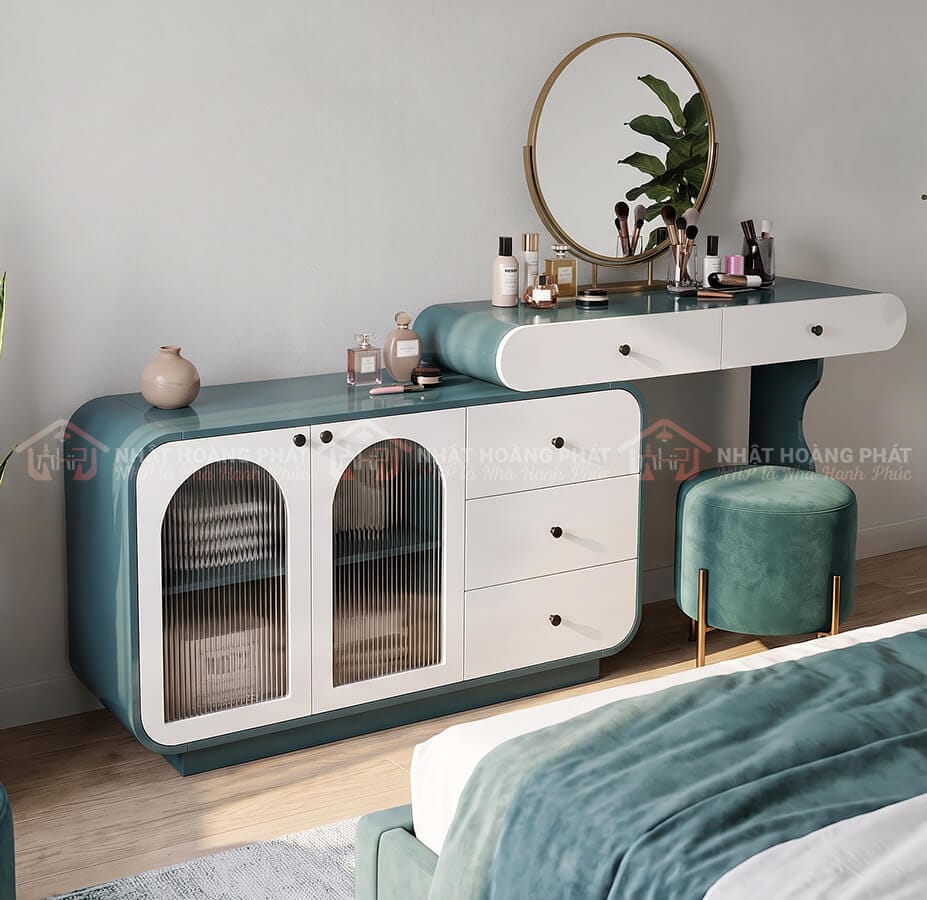 bàn trang điểm bo tròn MDF