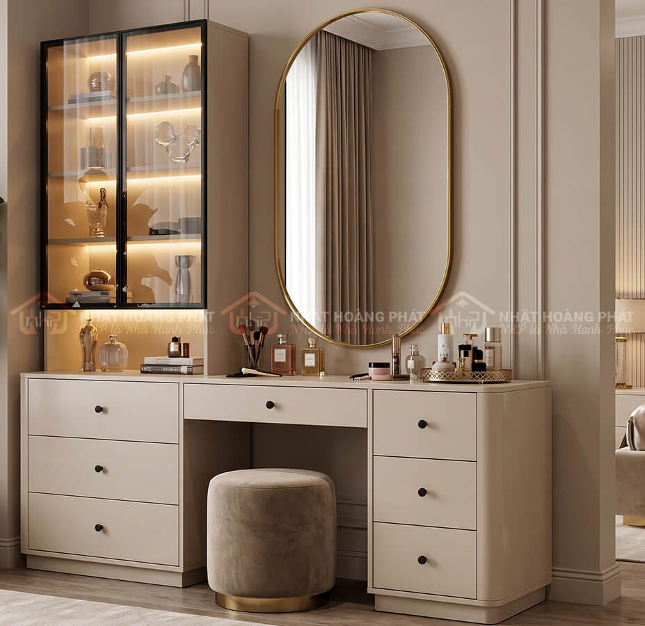 Bàn trang điểm kết hợp tủ trưng bày MDF cánh kính