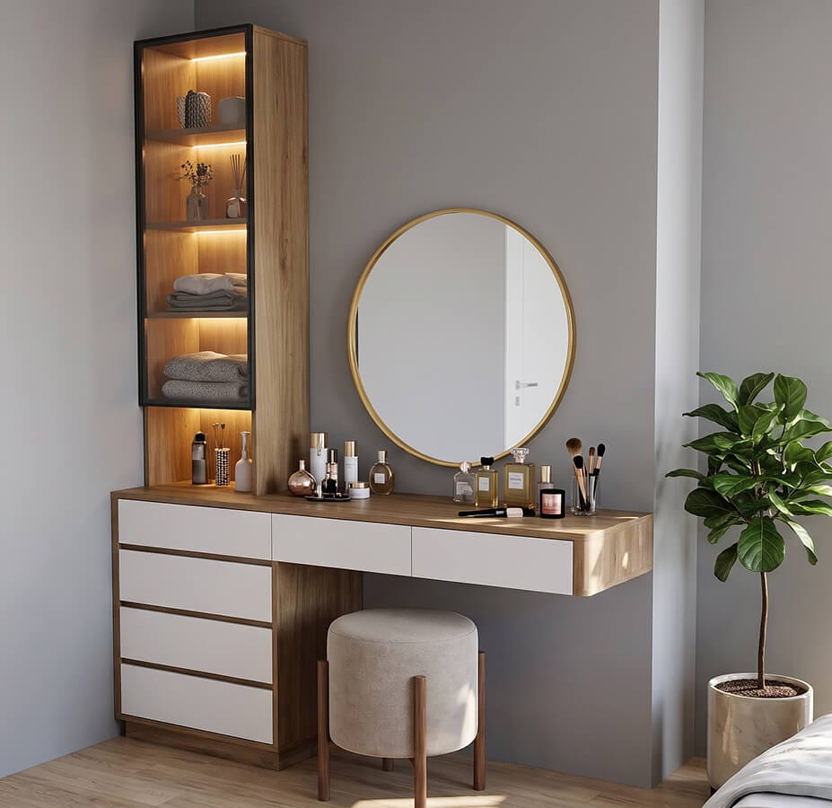 bàn trang điểm mdf cốt xanh