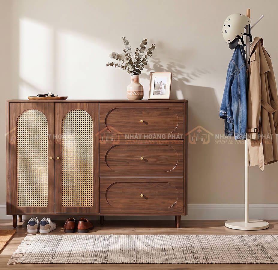 Tủ giày gỗ có ngăn kéo MDF phủ Melamine – Giá mới nhất 2026