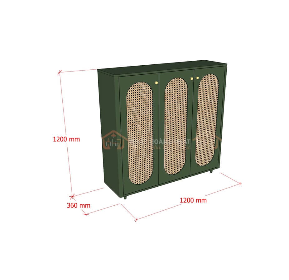 tủ giày mdf cánh mây 1.2m