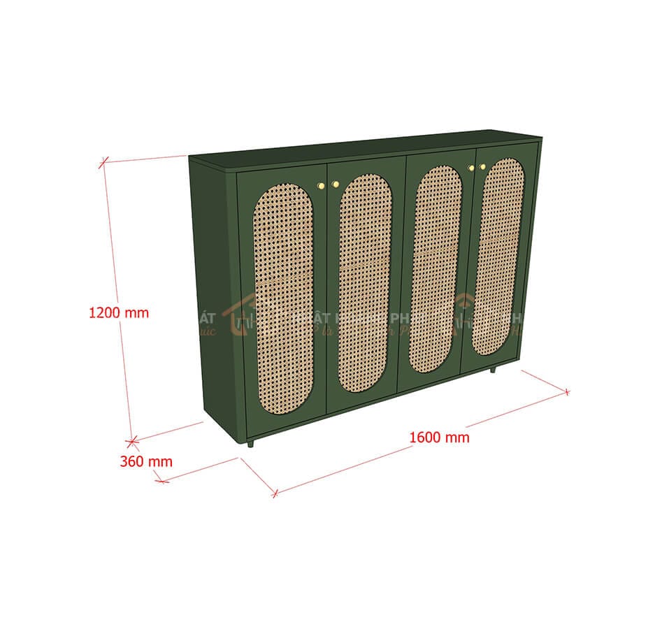 tủ giày mdf cánh mây 1.6m